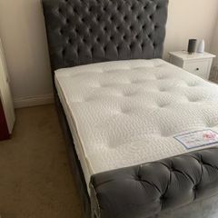 Brand new grey sleigh bed with mattress