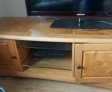 Solid Oak TV unit with matching lamp tables
