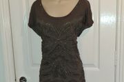 Monsoon Khaki Loose Fitting Emblished Top Size 12