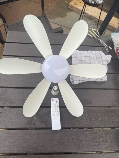 Ceiling fan, light and remote