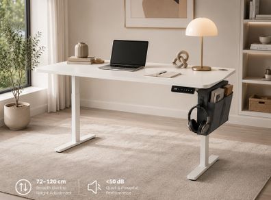 Electric Height Adjustable Standing Desk 140 cm Sit Stand Office Desk Home Office Computer Workstation
