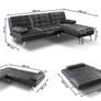 Blue Corner Sofa Bed with Chaise Longue, Aroa xs Image 5