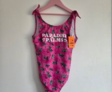 14years, With Tags Losan Pink "Paradise Palms" One-Piece Swimsuit