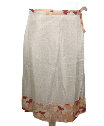 Noa Noa Ladies Silk Peach & Cream Floral Wrap Skirt L 14 includes postage