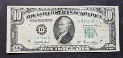 USA 1950-A TEN DOLLAR 10 Chicago IL US Federal Reserve Hamilton Note