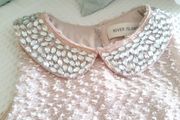 River Island Baby Pink Top with Beaded Collar - Size 6
