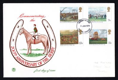 1979 Great Britain Horseracing Paintings; Bicentenary of the Derby Commemorative Stamps First Day Cover (FDC)