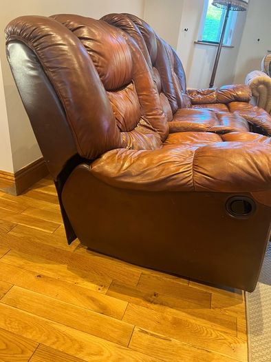 FREE 3-Seater Reclining Leather Sofa