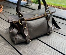 Miu Miu Vitello Lux Bow Bag Dark Brown Leather Gold Hardware
