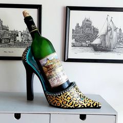 Stylish Ladies High Shoe Wine Bottle Holder Postage Available or Collection, High Spirits brand decorative resin wine bottle holder shaped like a high-heeled shoe