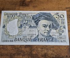 France, 50 Francs 1992 banknote, Q73 Series, great condition - free standard postage