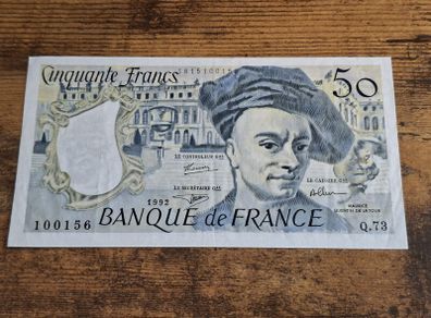 France, 50 Francs 1992 banknote, Q73 Series, great condition - free standard postage
