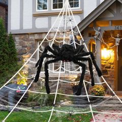 NEW SALE  Halloween Outdoor Giant Plush Spider Set, Giant Plush Spider, Spider Web