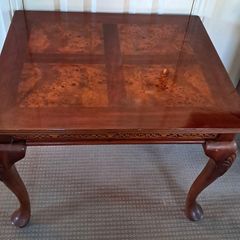 Mahogany coffee table with burr wood inlay