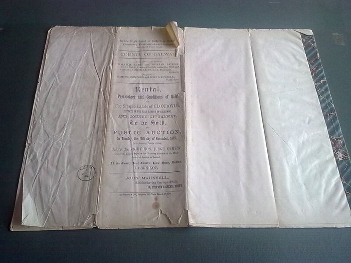 Rental particulars and conditions of sale of fee simple lands of Clondoyle County Galway 1882