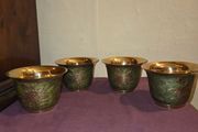 Set of 4 Cloisonne Brass Planters