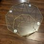 Table Set with glass top with gold design coffee and side table Image 6