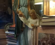 St Anne teaching Virgin Mary to read large chalkware old statue
