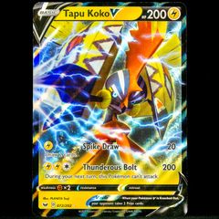 Tapu Koko V 072/202 Double Holo Ultra Rare Pokemon Card Sword and Shield Base Set SWSH
