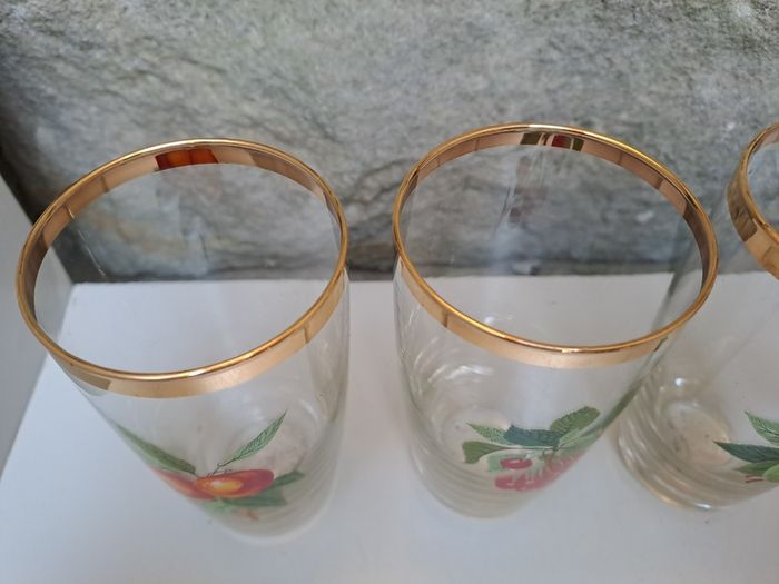 Vintage gold rimmed fruit tumblers