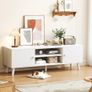 65 Inch TV, Entertainment Center with Adjustable Shelf, TV Console with 2 Cabinets, Media Console, Storage White TV Stand, 4 Cord Holes, for Living Room, Bedroom White Image 3
