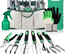 NEW SALE | Gardening Hand Tool Gift Kit Gardening Gifts for Women & Men 10 Piece Heavy Duty Garden Tool Sets Garden Tools Bag for Women & Men Easy Storage