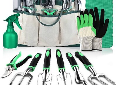 NEW SALE | Gardening Hand Tool Gift Kit Gardening Gifts for Women & Men 10 Piece Heavy Duty Garden Tool Sets Garden Tools Bag for Women & Men Easy Storage