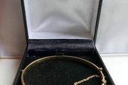 9ct Gold Bronze Core Diamond Flat Cut Style Vintage Bangle Hallmarked 14,56g