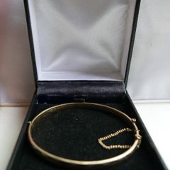 9ct Gold Bronze Core Diamond Flat Cut Style Vintage Bangle Hallmarked 14,56g