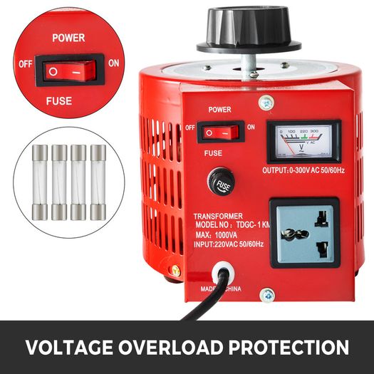 Variac Variable Transformer AC Voltage Regulator Transformer Converter 500VA-3000VA Built-In Copper Coil for Power Supply
