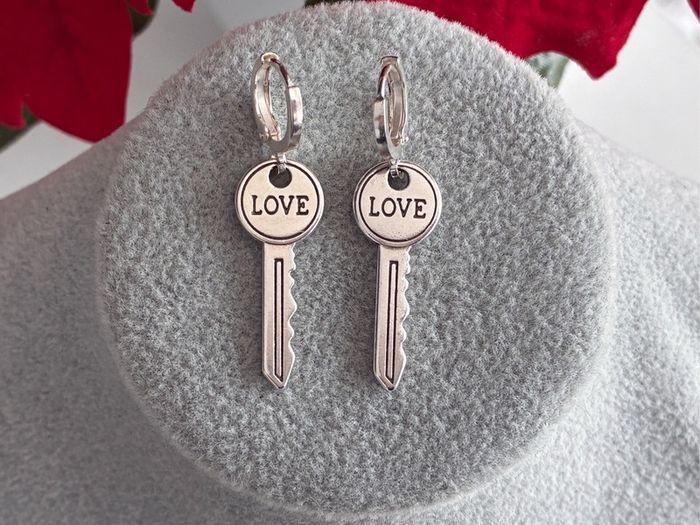 Silver Plated Key Earrings