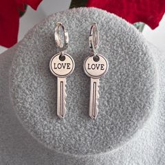 Silver Plated Key Earrings