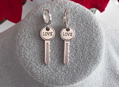 Silver Plated Key Earrings