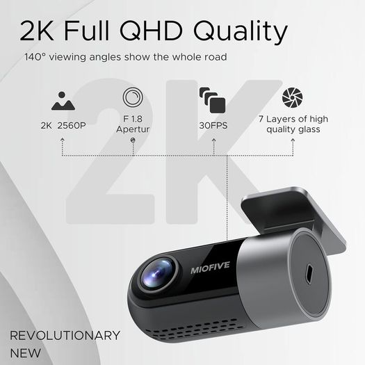 Miofive Dash Cam Front and Rear, 4K+2K Dual Dash Camera for Cars with 5G Wifi, GPS, 3840 UHD Recorder, Built-In 128G eMMC Storage, Night Vision, Motion Detection, G Sensor Powered by Super Capacitor