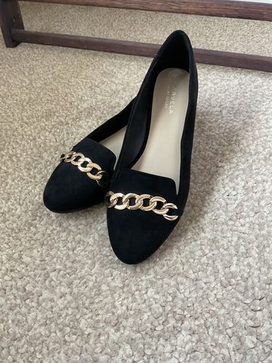 Brand new size 40 black suede shoes with gold chain detail carvela