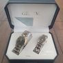 Geneva Wrist Watch Classic Collection Gift Set His And Hers Chrome/Gold Quartz Image 2