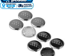 4pcs 69mm Audi 4B0601170 Centre Wheel Caps Black Grey