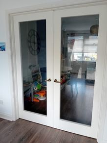 Internal door glass double doors and frosted glass door.