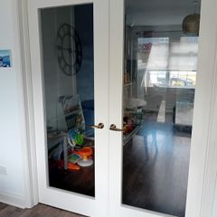 Internal door glass double doors and frosted glass door.