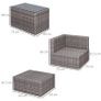 5 Pcs Rattan Garden Furniture Set w/ Tall Glass-Top Table Aluminium Frame Plastic Wicker Thick Soft Cushions Comfortable Outdoor Balcony Home Sofa - Brown Image 2