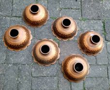 Vintage hammered copper light shades x 6