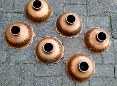 Vintage hammered copper light shades x 6