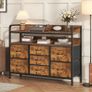 7-Drawer Fabric Chest Of Drawers for Bedroom - 4 Large and 3 Small Drawers with Handles, Storage Organizer with Open Shelf & Sturdy Metal Frame, Ideal for Living Room/Entryway (Rustic Brown) Image 8