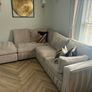 Cream Corner Sofa with Chaise & Matching Footstool Image 2