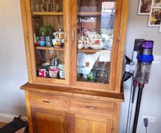 Solid Oak Kitchen Dresser / Display Cabinet (Two-Piece)