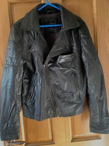 Topman Mens Genuine Leather Biker Jacket Size Small