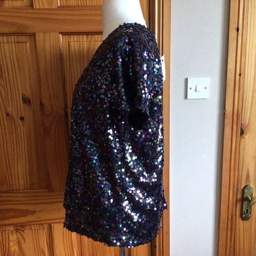 Next Ladies Festive Blue Sparkly Sequin Evening wear party Top Size 18 BNWTS Includes postage