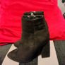 Black Suede Ankle Boots UK Size 4 Image 2