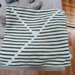 Set of 2 Striped Cushion Covers (Green & White)