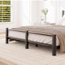 16cm Low Profile Double Bed Frame with Headboard, 4ft6 Metal Sturdy Steel Slat Support, Noise-Free 135x190cm Platform Mattress Base, No Box Spring Needed, Black Image 2